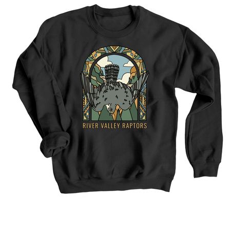 Summer Sun: Peregrine Falcon, a Black Crewneck Sweatshirt