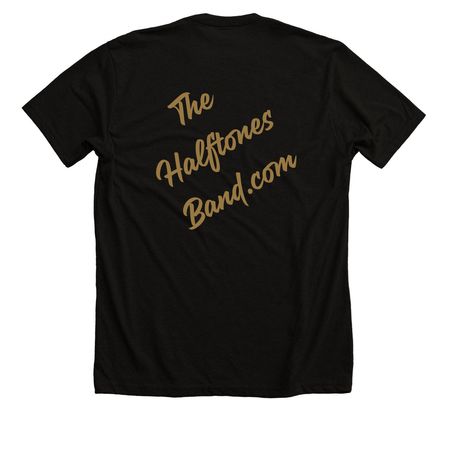 The Halftones Style3, a Solid Black Blend Premium Unisex Tee (back-view)