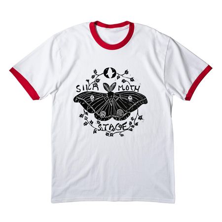 2026 Silk Moth Shirts, a White/ Red Cotton Ringer Tee