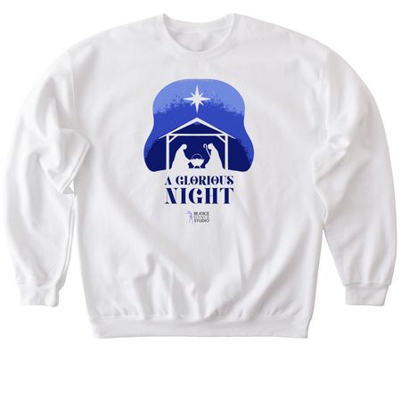 A Glorious Night, a White Softstyle Crewneck Sweatshirt