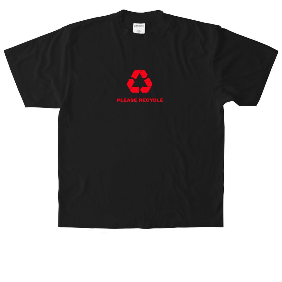 Please Recycle, a Black Heavyweight Garment Dye Tee