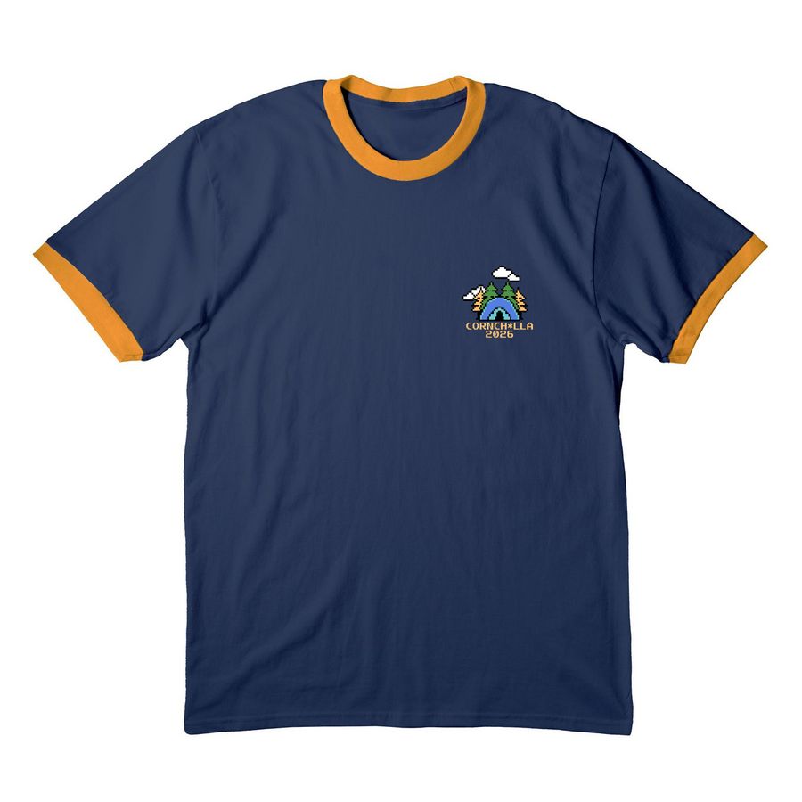 Cornch*lla 10th Anniversary, a Navy/ Gold Cotton Ringer Tee