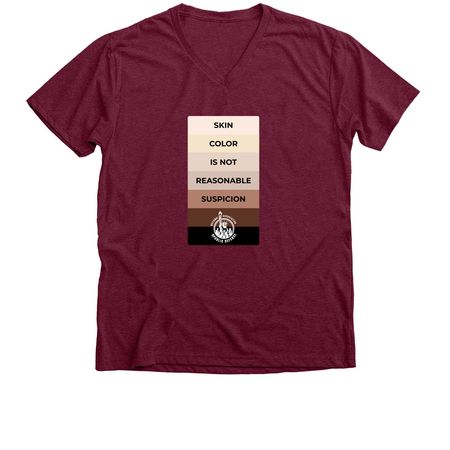 NEW LOGO! Skin Color Vertical, a Heather Cardinal Premium V-Neck Tee