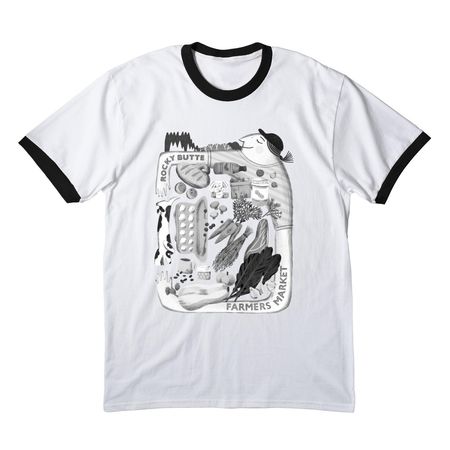 2026 Market Tees & Sweatshirts, a White/ Jet Black Cotton Ringer Tee