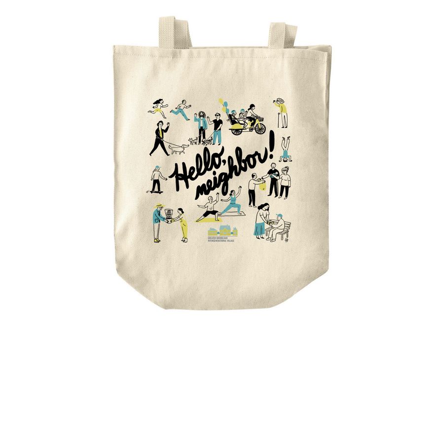 Hello, Neighbor! GBIV Tote, a Natural Over-the-Shoulder Shopping Tote Bag