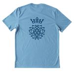 Utah Baroque- two-sided, blue ink, a Arctic Blue Allmade Heavyweight Recycled Cotton Tee (back-view)