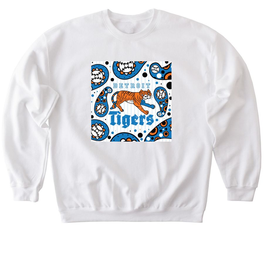 Chainmail Mascots - Detroit Tigers, a White Softstyle Crewneck Sweatshirt