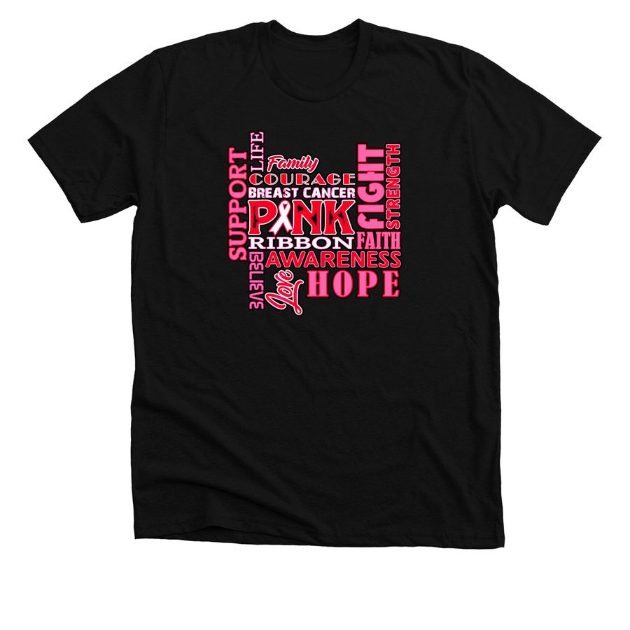 Breast Cancer Awareness Family Courage Pink, a Solid Black Blend Premium Unisex Tee