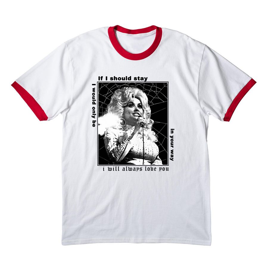 Dolly Parton Website, a White/ Red Cotton Ringer Tee