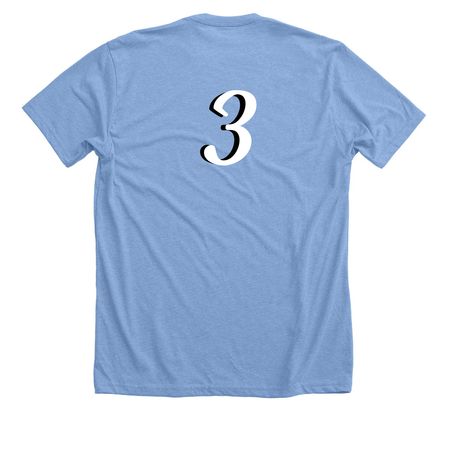 Three fingers, a Heather Carolina Blue Premium Unisex Tee (back-view)
