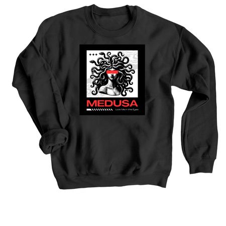 Medusa, a Black Crewneck Sweatshirt