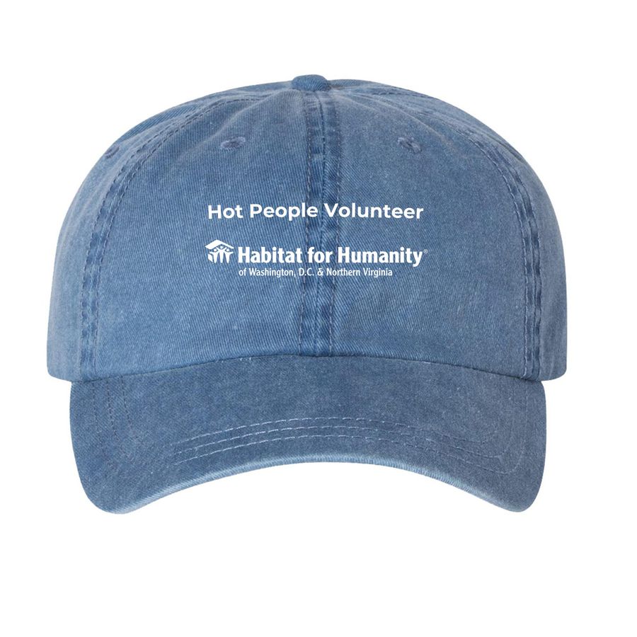 Hot people volunteer (printed hat), a Royal Blue Printed Pigment Dye Baseball Cap
