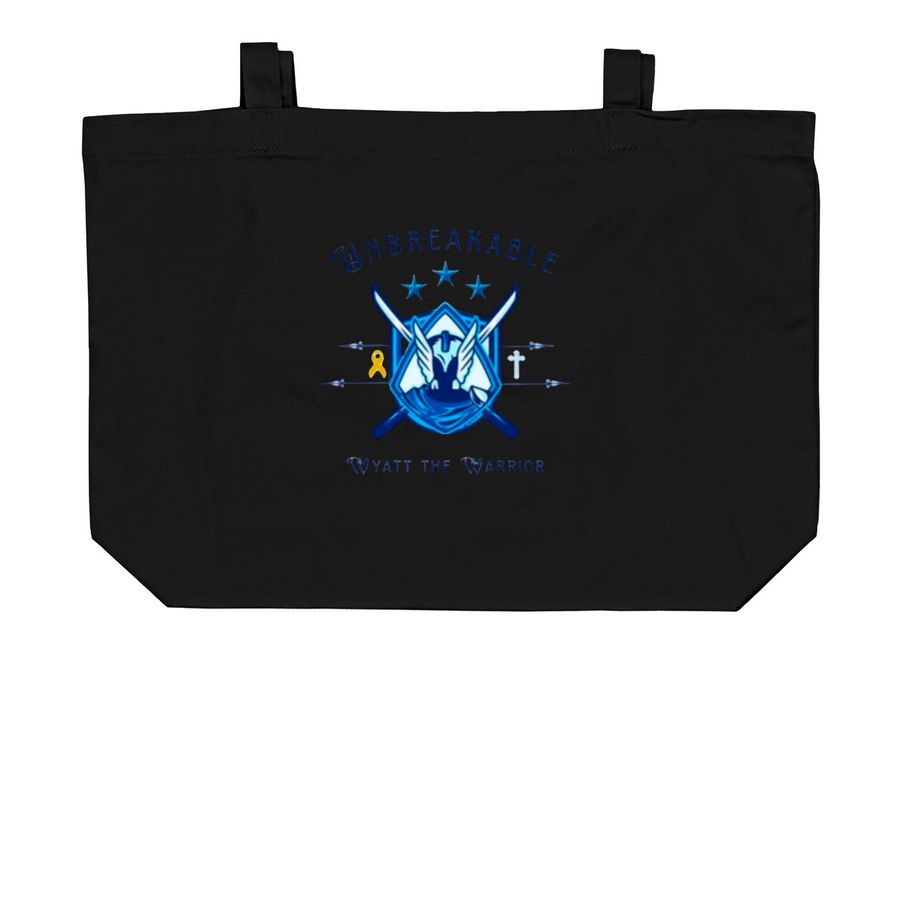 Wyatt the Warrior&nbsp;, a Black Large Organic Cotton Tote Bag