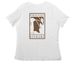 Women's Feather Brown V-Tee, a White Women's Relaxed V-Neck Tee (back-view)