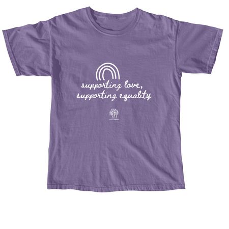 Supporting Love, Supporting Equality, a Grape Comfort Colors Unisex Tee