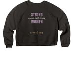 Strong Women, a Black Women's Premium Cropped Raglan Sweatshirt (back-view)