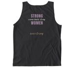 Strong Women, a Black Comfort Colors Tank Top (back-view)