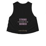 Strong Women, a Solid Black Blend Women?s Cropped Racerback Tank (back-view)