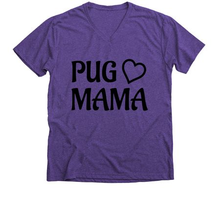 PUG MAMA for Rescue Pugs, a Purple Rush Premium V-Neck Tee