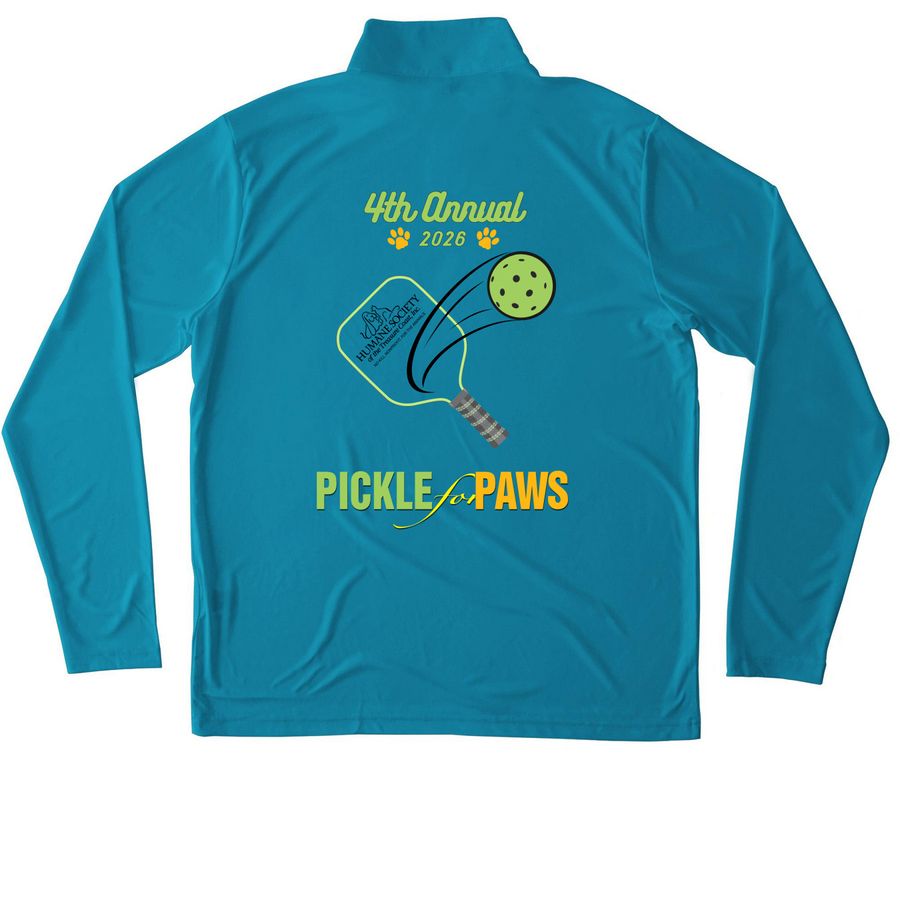 2026 Pickle for Paws&nbsp;, a Atomic Blue Unisex Performance Quarter Zip Pullover (back-view)