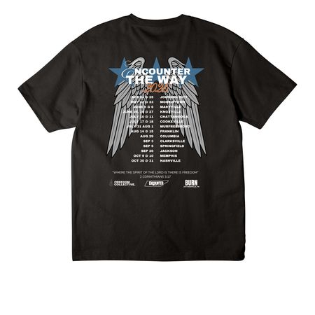 Encounter the Way Band Tee, a Black Unisex Heavyweight Tee (back-view)