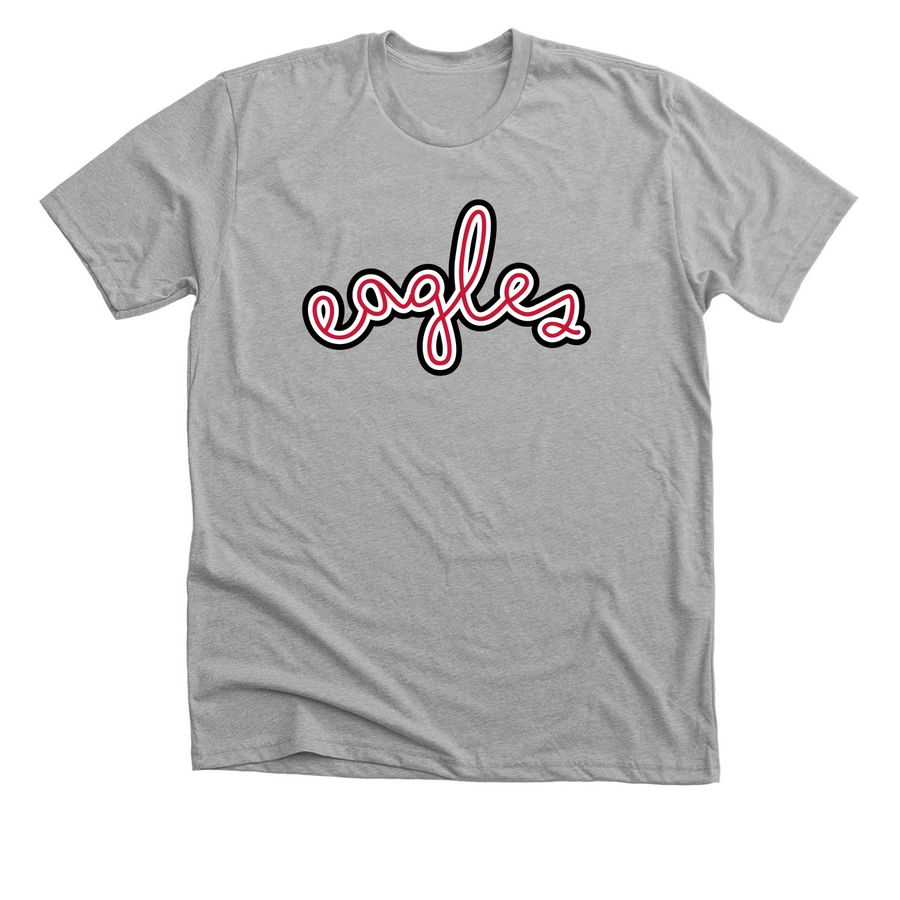 Script Eagles Spirit Wear, a Athletic Heather Premium Unisex Tee