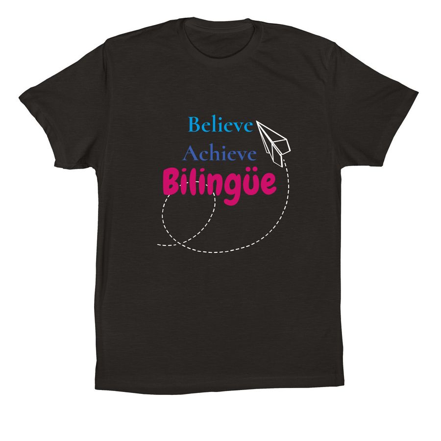 Believe, Achieve, Biling?e, a Black Premium Cotton Tee