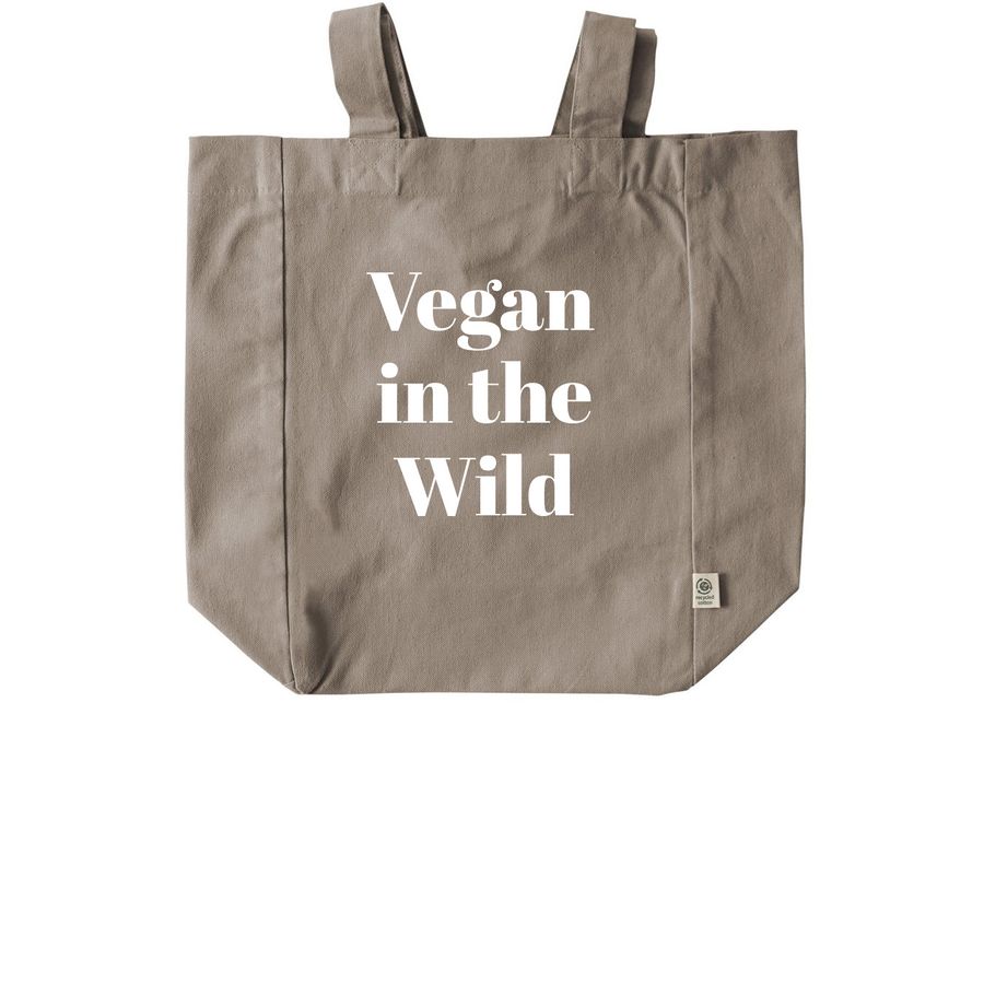 Vegan in the Wild Tote Bag, a Pumice Recycled Cotton Tote Bag