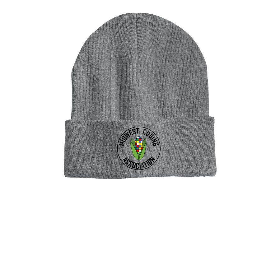 MCA Beanies, a Dark Heather Grey Printed Cuffed Beanie
