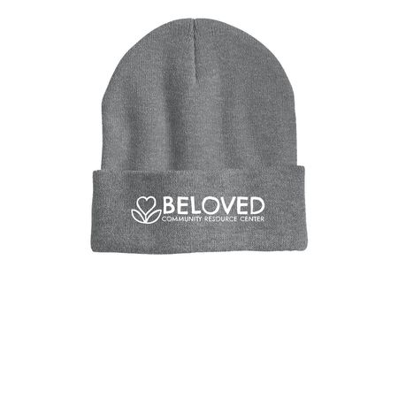 Beloved Community Beanies, a Dark Heather Grey Printed Cuffed Beanie