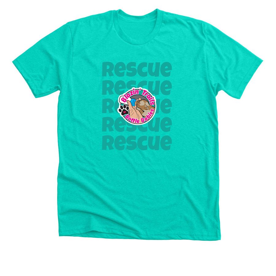 Rescue Rescue Rescue, a Heather Sea Green Premium Unisex Tee
