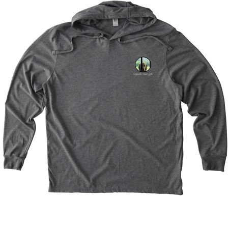 Derp Mode Activated - Chocolate Lab, a Aluminum Grey Allmade Eco Triblend Hoodie Tee (back-view)