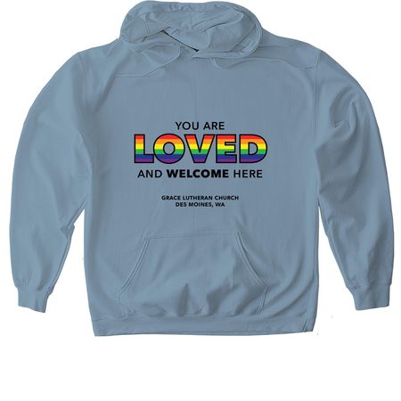 Grace Pride Sweatshirt, a Stone Blue Gildan Softstyle Pullover Hoodie