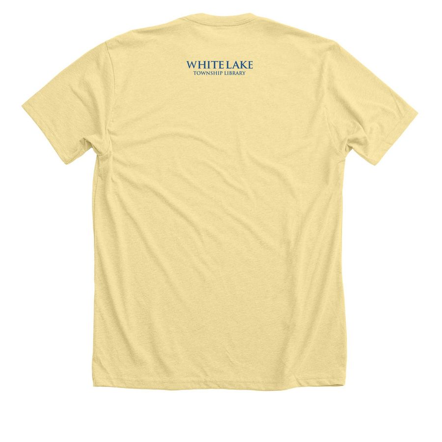 Support Your Local Library!, a Heather French Vanilla Premium Unisex Tee (back-view)