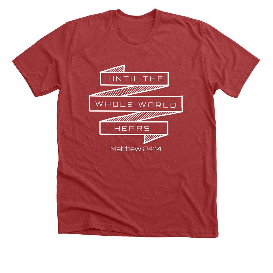 Eli's Mission Trip to England 2026, a Heather Canvas Red Premium Unisex Tee