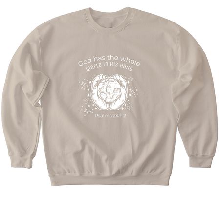 He has the world in his hands, a Sand Softstyle Crewneck Sweatshirt