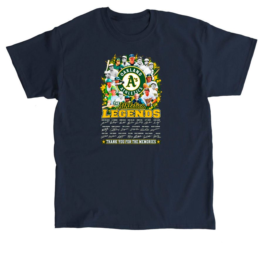 Oakland Athletics Baseball Legends Memories, a Navy Classic Unisex Tee