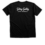 Stay Salty. Tshirt Campaign White Logo&nbsp;, a Black Heather Premium Unisex Tee (back-view)