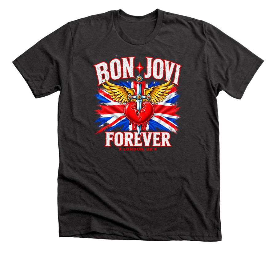 Bon Jovi Wembley Stadium London Forever Tour, a Dark Grey Heather Premium Unisex Tee
