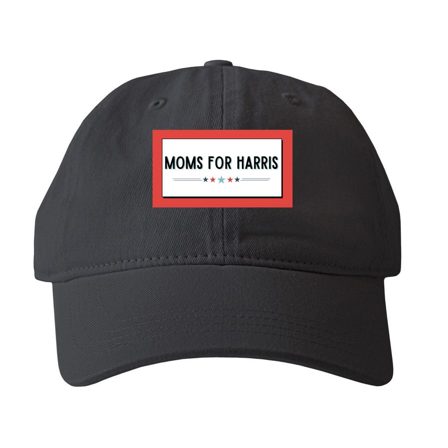 Moms for Harris hats, a Black Printed Pigment Dye Baseball Cap