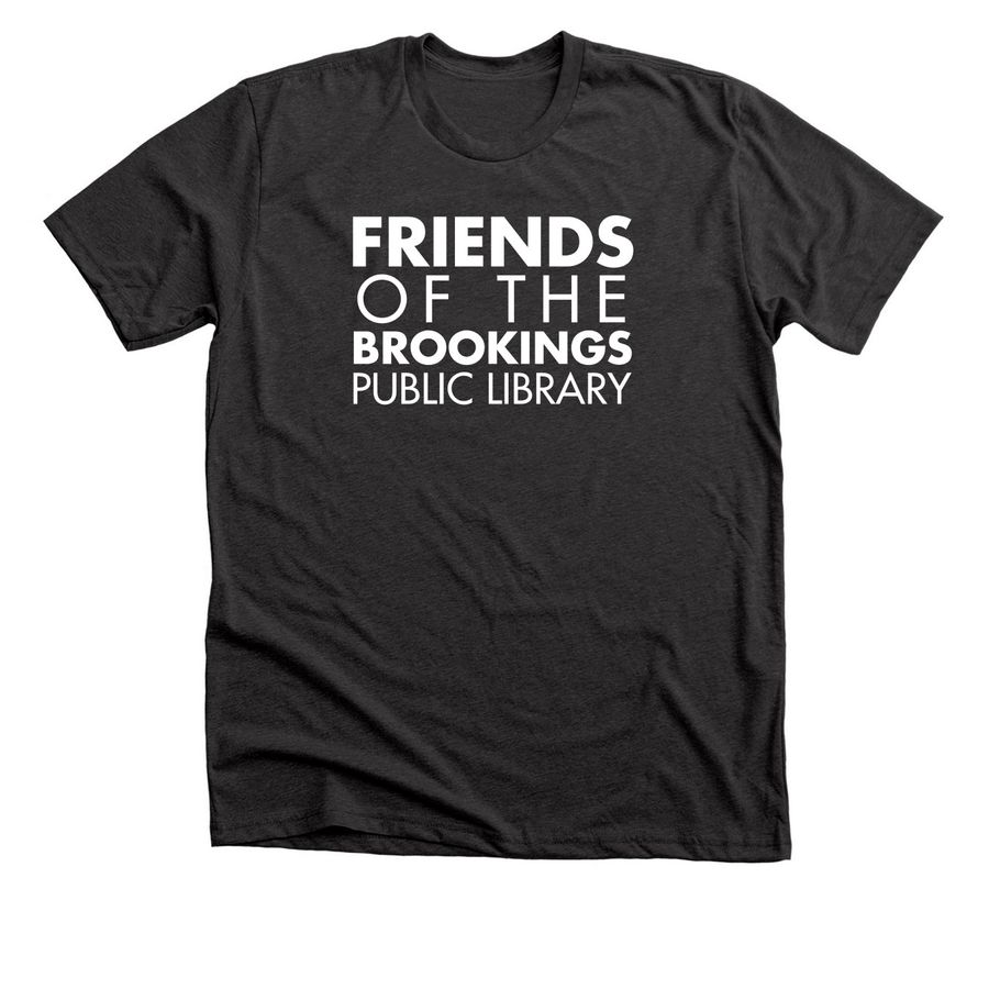 Friends of the Brookings Public Library Shirt, a Dark Grey Heather Premium Unisex Tee