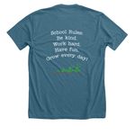 Standard School Shirt, a Heather Deep Teal Premium Unisex Tee (back-view)