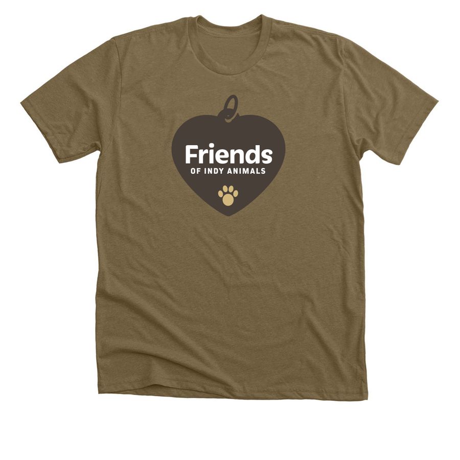 Friends of Indy Animals Logo Tee, a Heather Olive Premium Unisex Tee