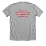 More of God and less of everything else, a Athletic Heather Premium Unisex Tee (back-view)