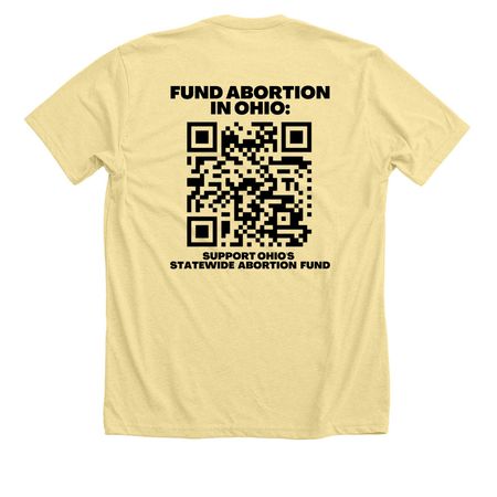 Abortion is Mutual Aid | We Take Care of Us, a Heather French Vanilla Premium Unisex Tee (back-view)
