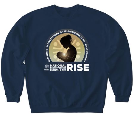 2026 USBC National Breastfeeding Month, a Navy Softstyle Crewneck Sweatshirt