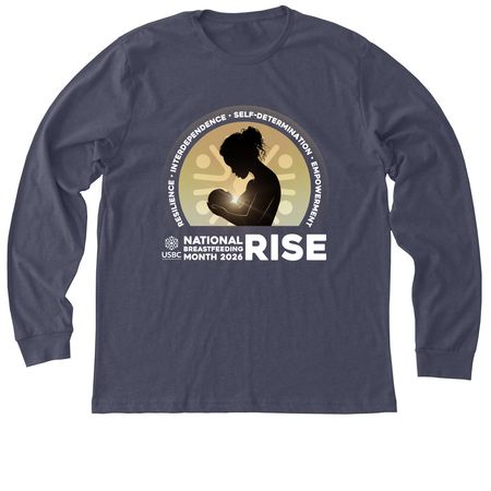 2026 USBC National Breastfeeding Month, a Heather Midnight Navy Premium Long Sleeve Tee
