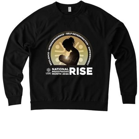 2026 USBC National Breastfeeding Month, a Deep Black Allmade Organic French Terry Crewneck Sweatshirt