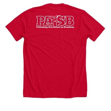 PASB on Broadway Hello, a Solid Red Blend Premium Unisex Tee (back-view)