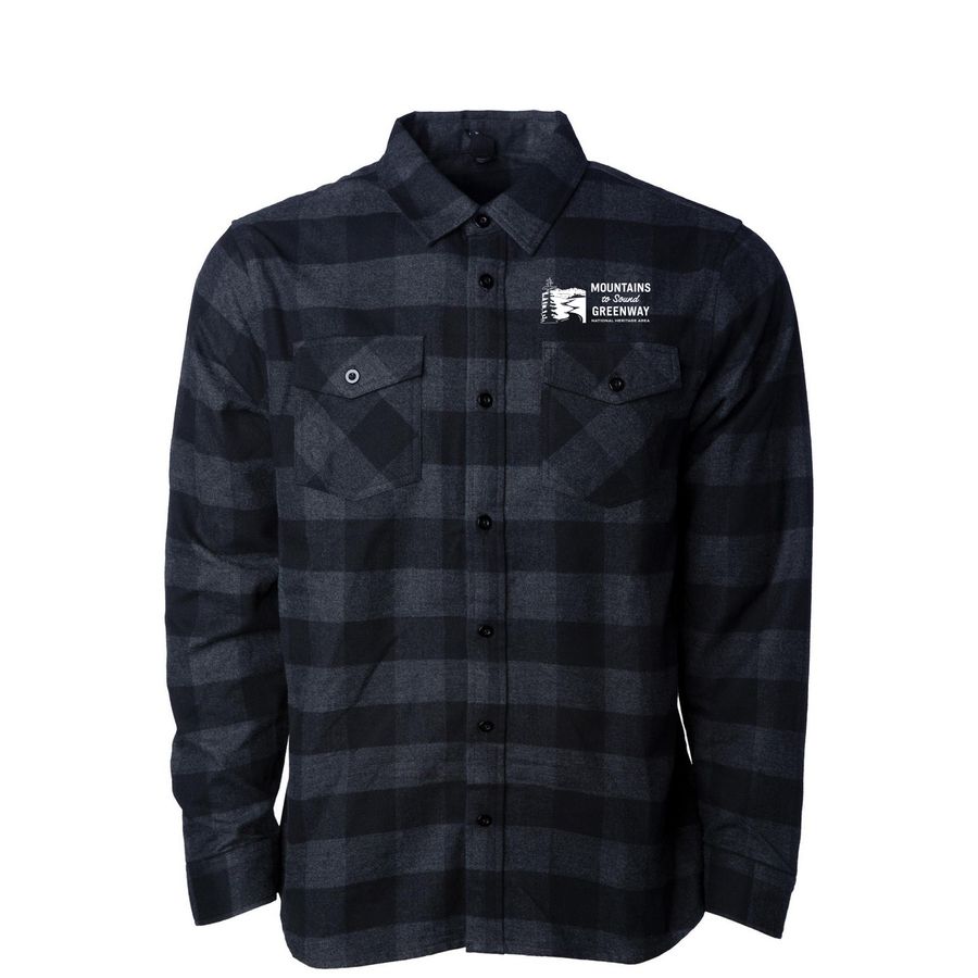 Greenway Flannel, a Charcoal Heather/ Black Unisex Flannel Shirt